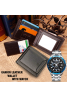 Casual Fashionable Design Excellent Quality Ganion Leather Men's Wallet With Curren Stainless Steel Watch For Men,8023